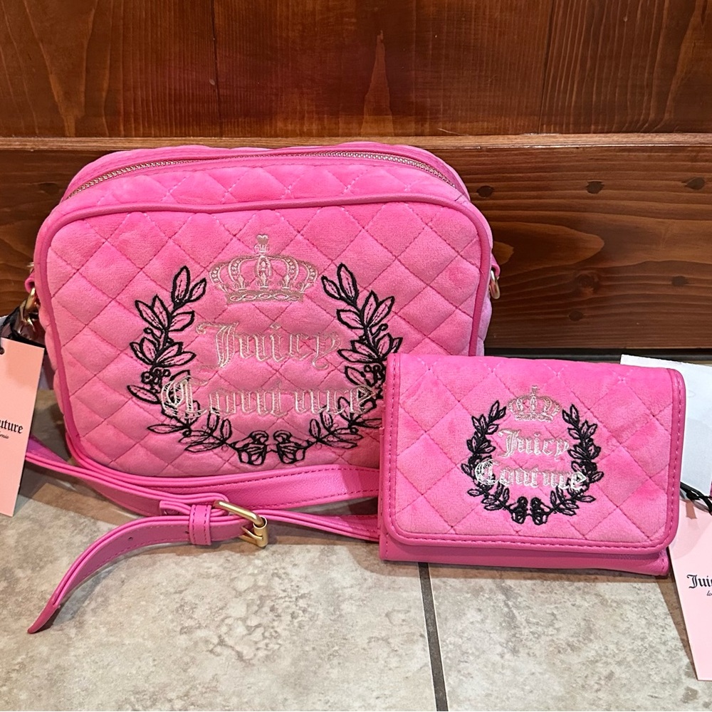 Juicy Couture Royal Couture Quilted Crossbody Bag and Wallet Set
